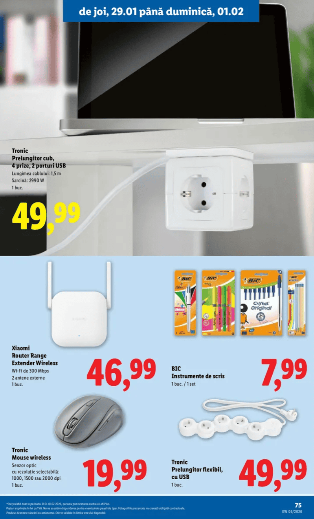 Priza inteligenta cu 4 prize, USB, cablu 1.5m.