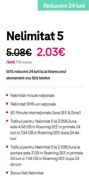 De ce cred cÄ abonamentul Nelimitat 5 de la Telekom (Vodafone) este mai bun decÃ¢t Optim 2 de la Digi Mobil (ambele costÄ la portare 2.03 euro / lunÄ Åi oferÄ internet mobil nelimitat)