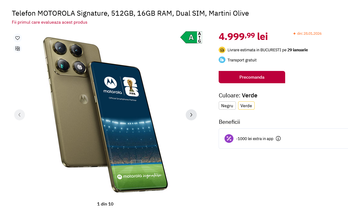 PreÅ£ foarte bun pentru Motorola Signature, cel mai elegant smartphone Motorola, la precomandÄ Ã®n RomÃ¢nia