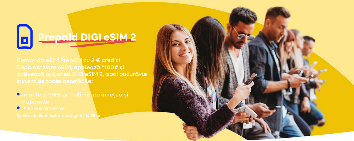 Digi Mobil lanseazÄ opÅ£iunea Prepaid DIGI eSIM 2, una ce costÄ doar 2 euro / lunÄ fÄrÄ TVA Åi este gÃ¢nditÄ pentru tineri (iatÄ ce resurse sunt oferite Ã®n aceÅti bani)