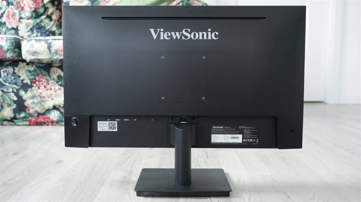 Monitor ViewSonic pentru birou și gaming, negru, vedere din spate.