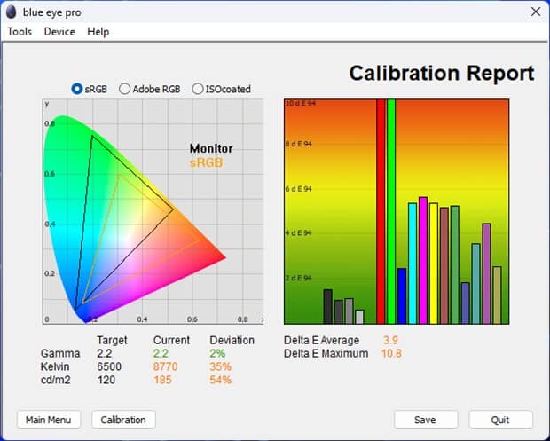 Test culoare mod Standard monitor ViewSonicVX27G1-2K