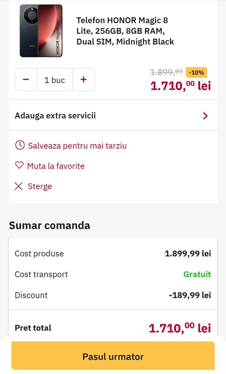 Oferta zilei: Honor Magic8 Lite Ã®n varianta cu 8 GB RAM Åi 256 GB stocare costÄ acum 1710 lei
