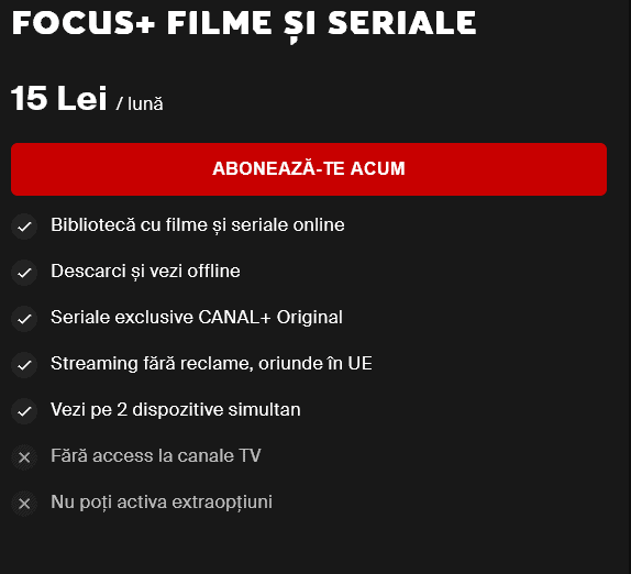 Focus Sat introduce pe platforma de streaming video Focus+ un abonament special dedicat filmelor Åi serialelor (cÃ¢t costÄ Åi ce facilitÄÅ£i oferÄ acesta)