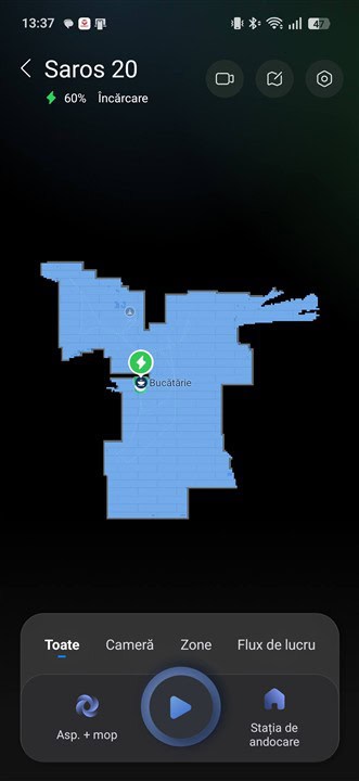 Capturi ecran aplicatia Roborock de Android cu Roborock Saros 20