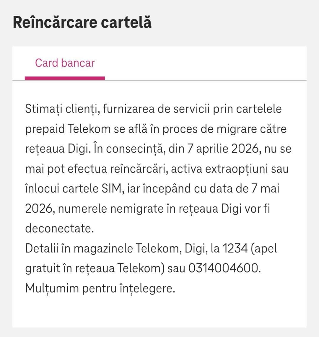 CÃ¢nd vor fi deconectate numerele de telefon de cartele prepay Telekom nemigrate Ã®ncÄ Ã®n reÅ£eaua Digi Mobil?