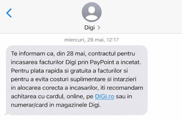 AtenÅ£ie la plata facturilor prin PayPoint, se pare cÄ mai nou existÄ o taxÄ la plata Ã®n numerar (DIGI a anunÅ£at cÄ renunÅ£Ä la colaborare, ENGIE avertizeazÄ de costurile suplimentare)