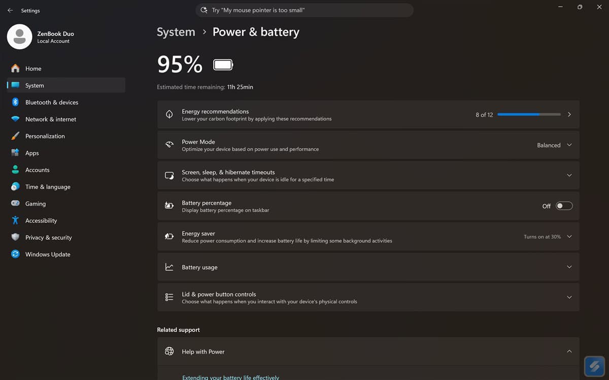 Autonomie ASUS Zenbook Duo 2026 (UX8407)