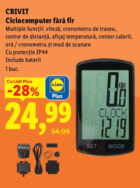 LIDL te invitÄ la plimbare Åi oferÄ reduceri consistente la 3 accesorii de bicicletÄ cu LIDL Plus (exemplu: ciclocumputer fÄrÄ fir la doar 24.99 lei)