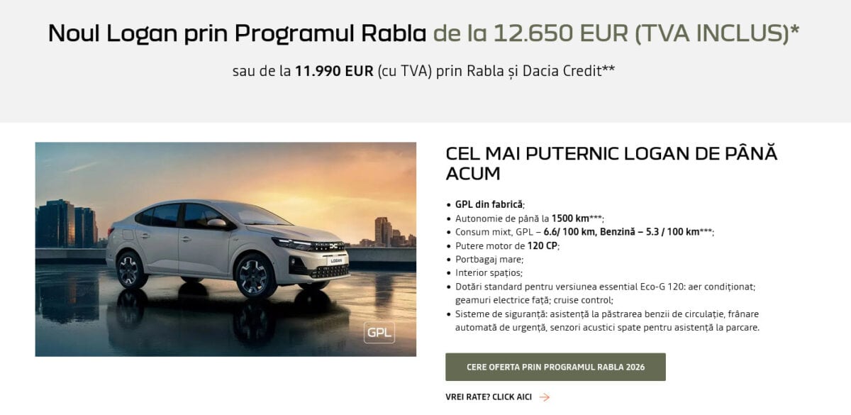 Ce oferte a pregÄtit Dacia pentru Programul Rabla 2026 (preÅ£urile pleacÄ de la 11.990 euro TVA inclus)