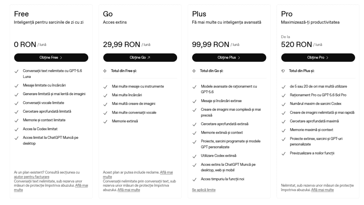 ChatGPT primeÅte reclame Ã®n RomÃ¢nia pe abonamentele Free Åi Go