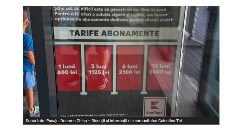 Kaufland a Ã®nceput sÄ Ã®Åi Ã®nchirieze pe bazÄ de abonament locurile de parcare (preÅ£urile ajung pÃ¢nÄ la 3600 lei / an)
