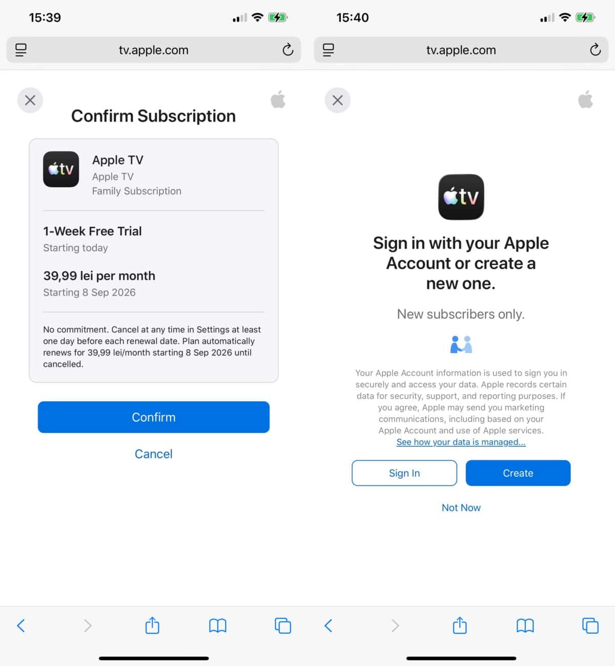 Serviciul de streaming video Apple TV este disponibil Ã®n RomÃ¢nia, costÄ 39,99 lei / lunÄ Åi vine cu 7 zile de free trial (lansarea oficialÄ cel mai probabil pe 9 septembrie)
