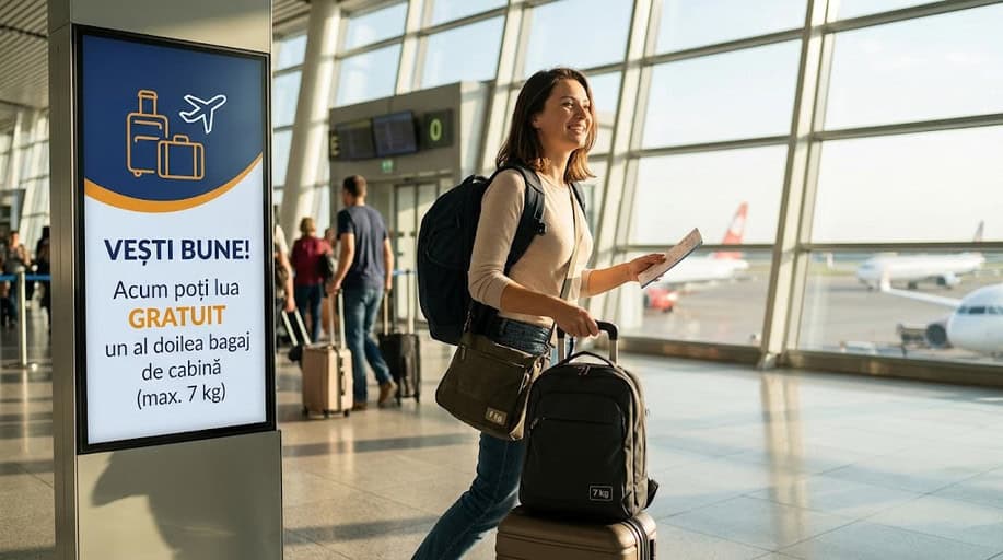 Ãn curÃ¢nd vom putea lua gratuit cu noi Ã®n avion un al doilea bagaj de pÃ¢nÄ la 7 kilograme