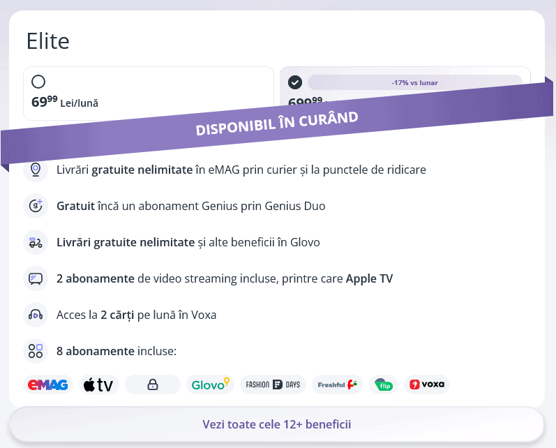 Care ar putea fi cele douÄ servicii de streaming video prinse Ã®n abonamentul eMAG Genius Elite?