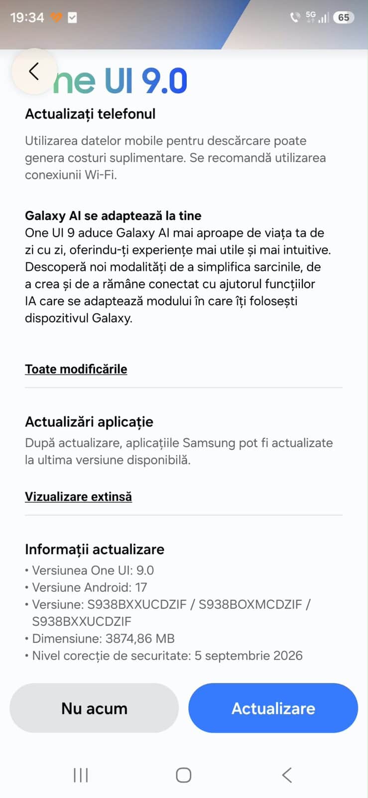 Seria Samsung Galaxy S25 a primit actualizarea la interfaÅ£a One UI 9.0 bazatÄ pe Android 17 Ã®n RomÃ¢nia